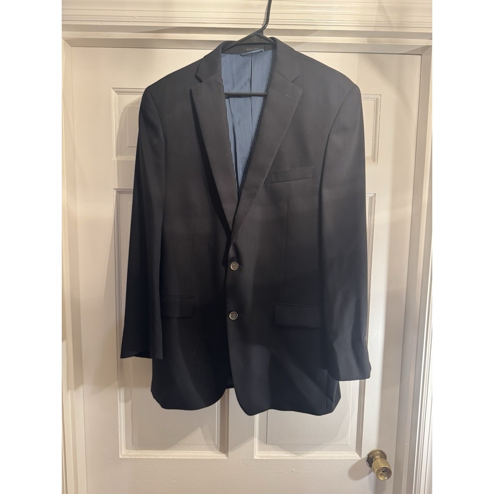 Calvin Klein Mens Wool Blend 2 Button Blazer Jacket Size 44L Navy Blue